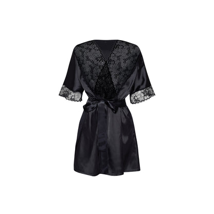 BEAUTY NIGHT FASHION DELIGHT DRESSING GOWN AND THONG BLACK