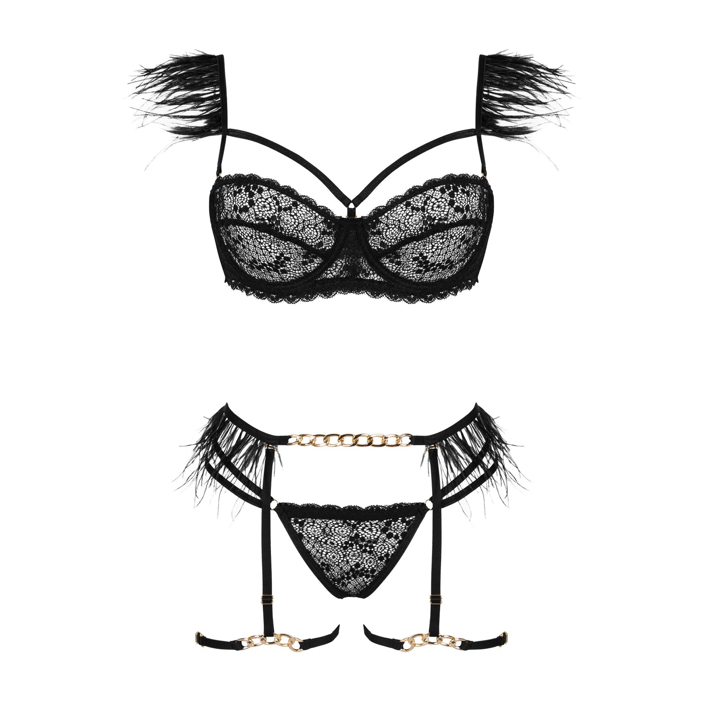 BEAUTY NIGHT FASHION CRYSTAL 4 PIECE SET BLACK