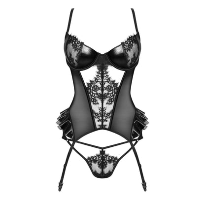 BEAUTY NIGHT FASHION RAFAELLA CORSET AND THONG BLACK