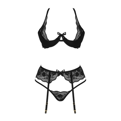 BEAUTY NIGHT FASHION ROSE 3 PIECE SET BLACK