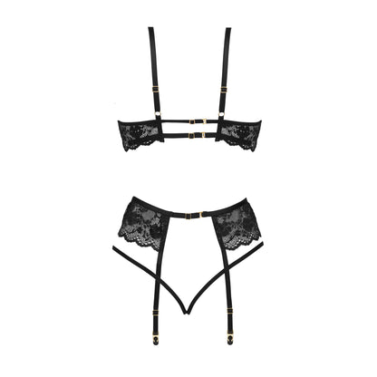 BEAUTY NIGHT FASHION ROSE 3 PIECE SET BLACK