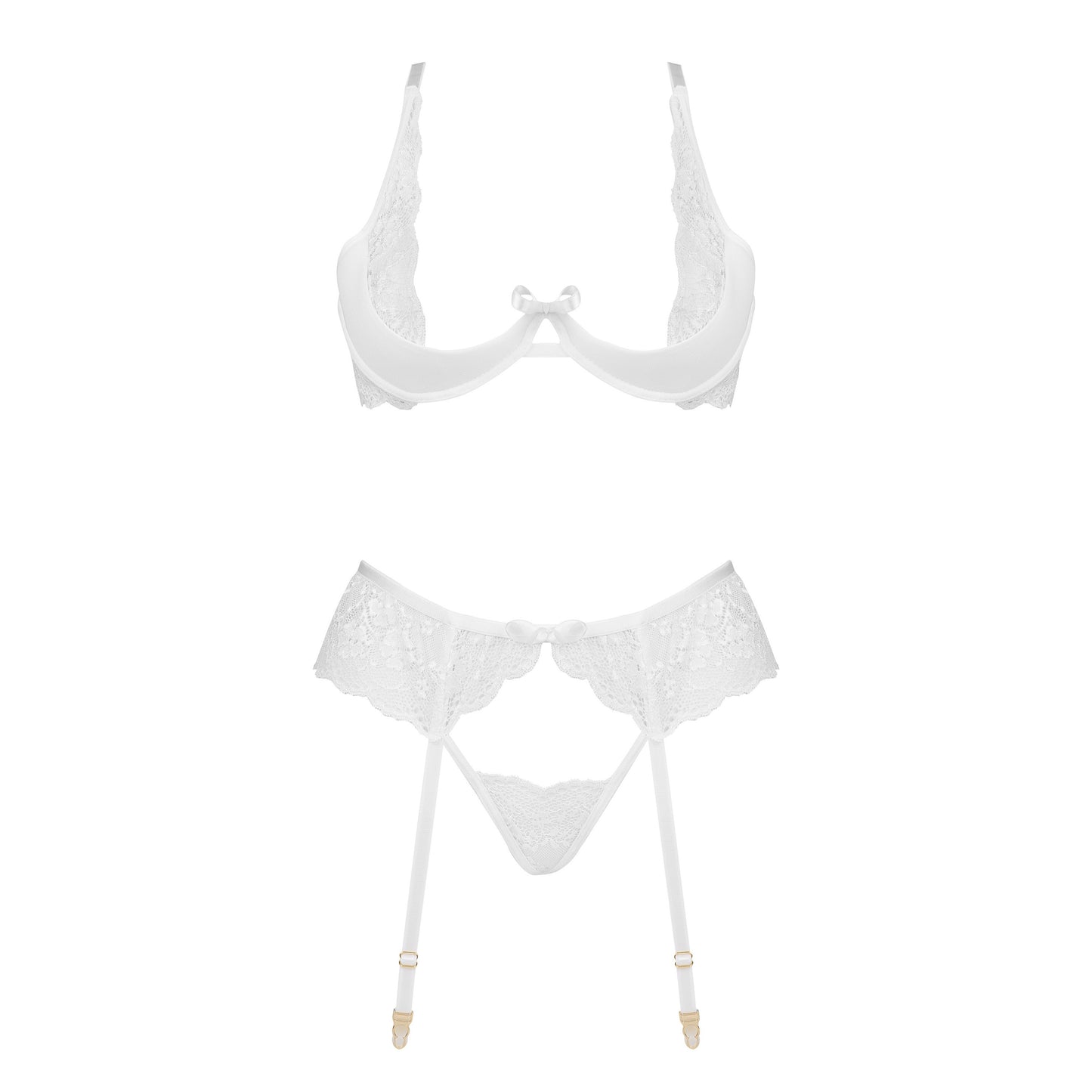 BEAUTY NIGHT FASHION ROSE 3 PIECE SET WHITE