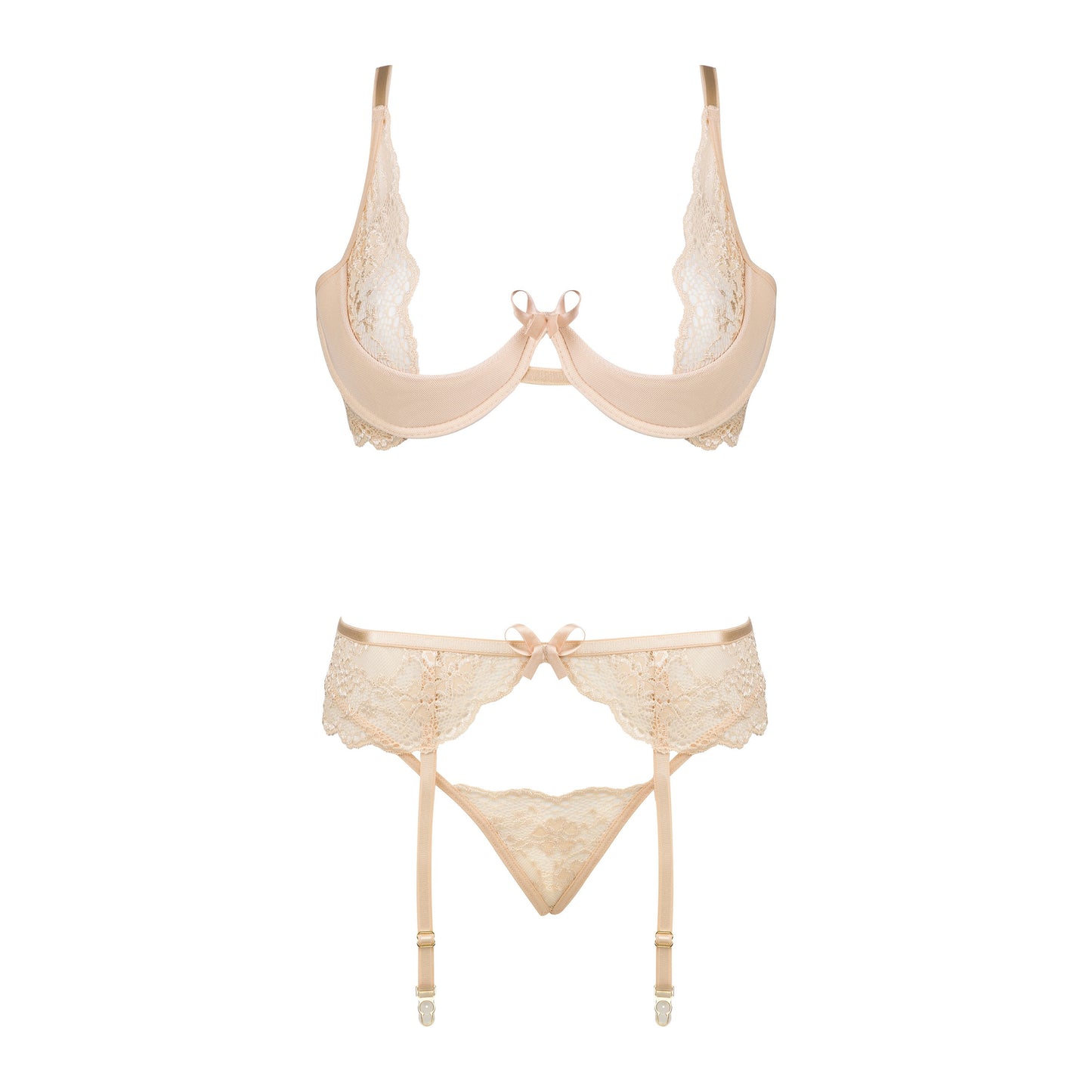 BEAUTY NIGHT FASHION ROSE 3 PIECE SET NUDE