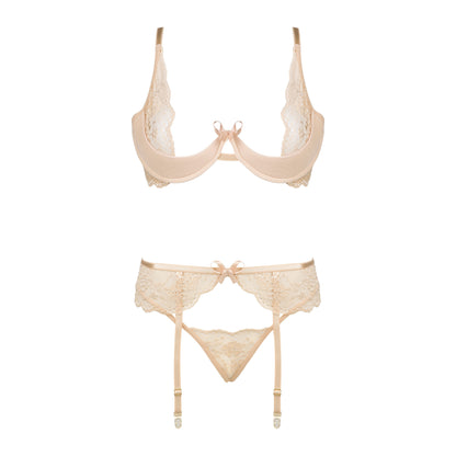 BEAUTY NIGHT FASHION ROSE 3 PIECE SET NUDE