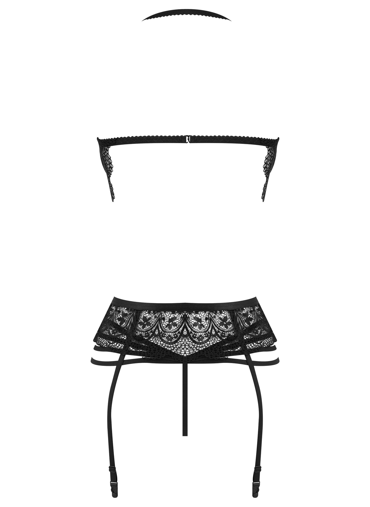 BEAUTY NIGHT FASHION LACE TEMPTATION CORSET AND THONG BLACK