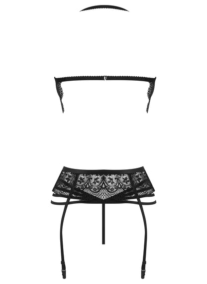 BEAUTY NIGHT FASHION LACE TEMPTATION CORSET AND THONG BLACK