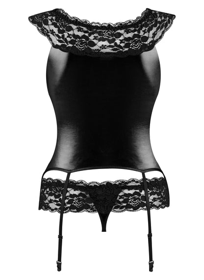 BEAUTY NIGHT FASHION RAVEN SET CORSET AND THONG BLACK