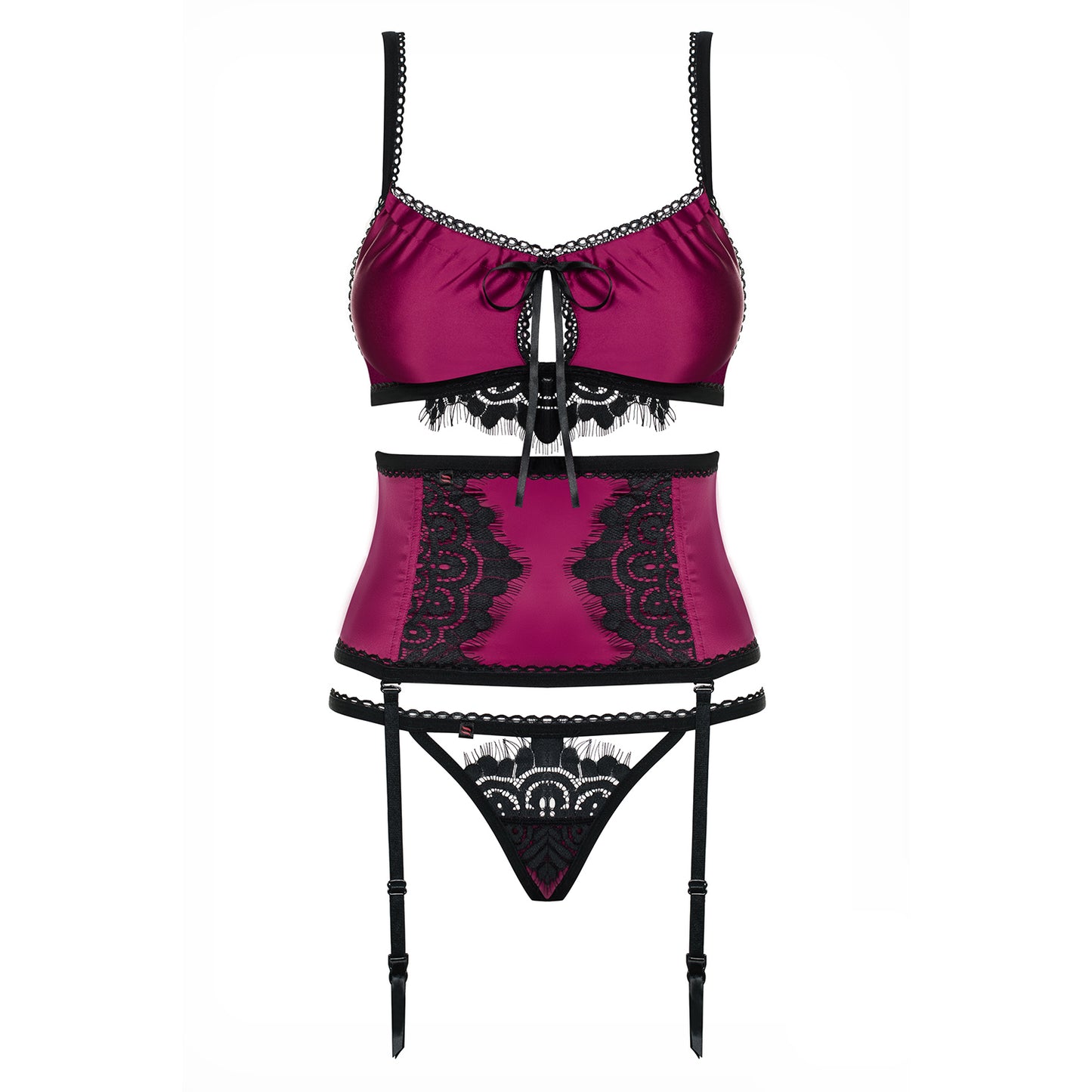 OBSESSIVE 861-SEG SET AND THONG BORDEAUX
